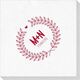 Laurel Wreath with Heart and Initials Deville Napkins Image 3 of 3